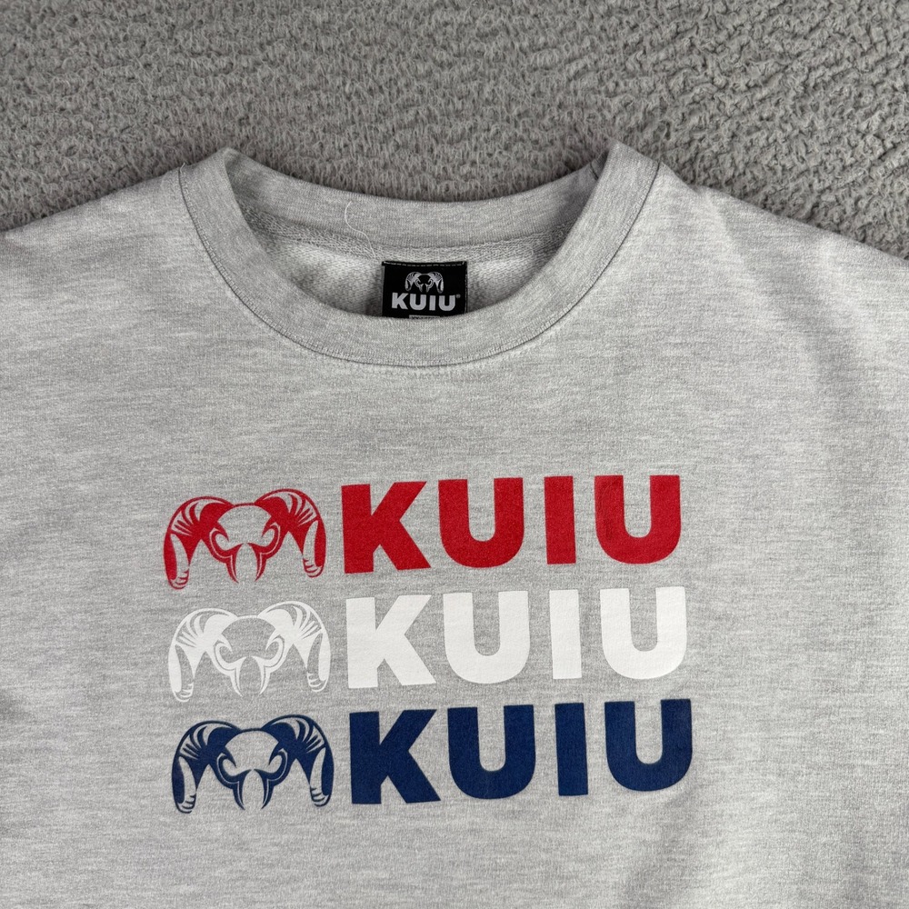 Kuiu Sweatshirt Mens XXL Gray Stacked Logo Ram Graphic Crewneck Long Sleeve